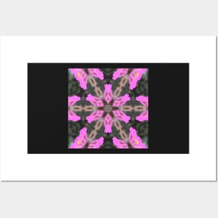 Zinnia Flower Butterfly Kaleidoscope Pattern (Seamless) 4 Posters and Art